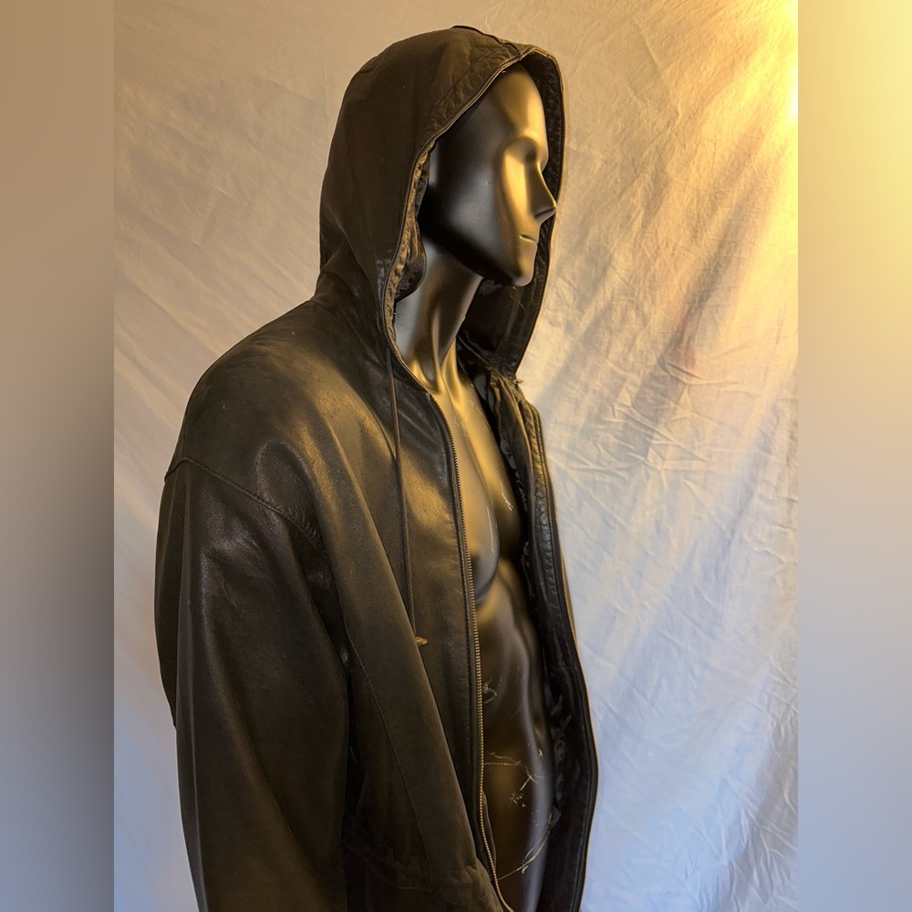 Genuine leather zip up hoodie